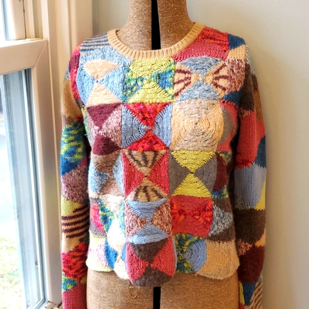 Colorful Vintage Crochet Patchwork Sweater Small/medium - Picture 3 of 7